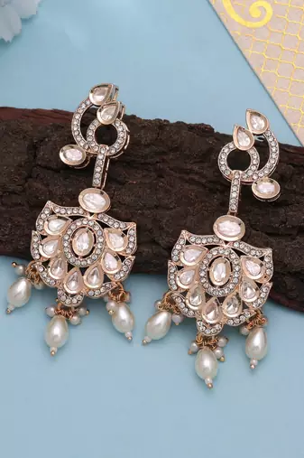 White color american diamond earrings elegant party wear style