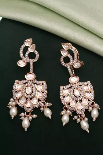 White color american diamond earrings elegant party wear style