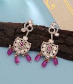 Pink color american diamond earrings premium crystal design