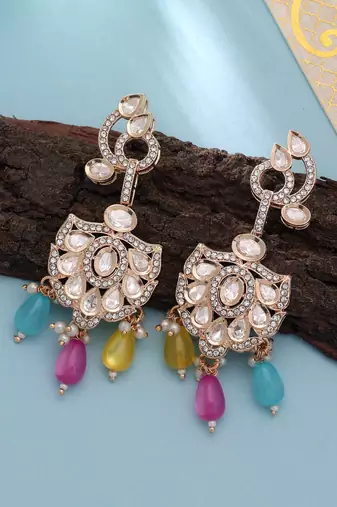 Multi color american diamond earrings trendy fashion style
