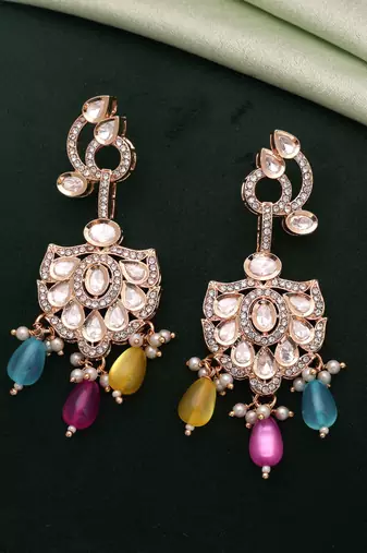 Multi color american diamond earrings trendy fashion style