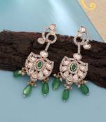 Green color american diamond earrings sparkling party style
