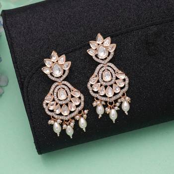 White color american diamond earrings premium crystal finish 1