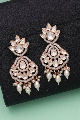 White color american diamond earrings premium crystal finish