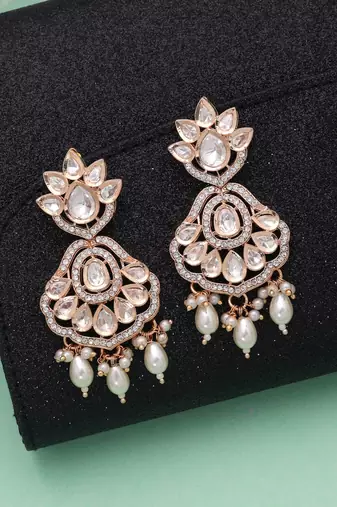 White color american diamond earrings premium crystal finish