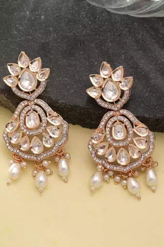 White color american diamond earrings premium crystal finish