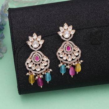 Multi color american diamond earrings stylish party wear 1