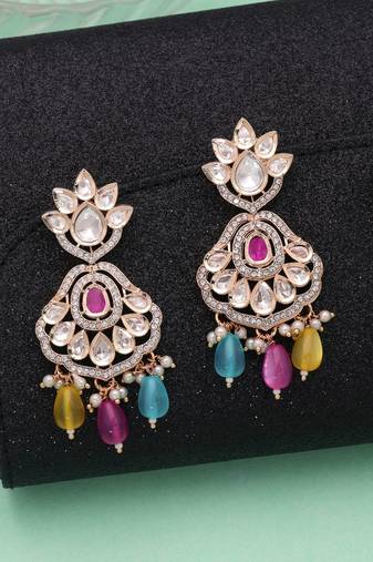 Multi color american diamond earrings stylish party wear