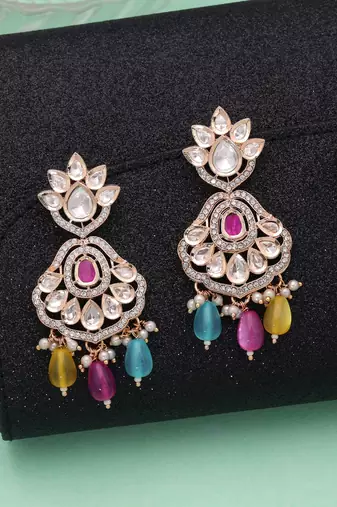 Multi color american diamond earrings stylish party wear