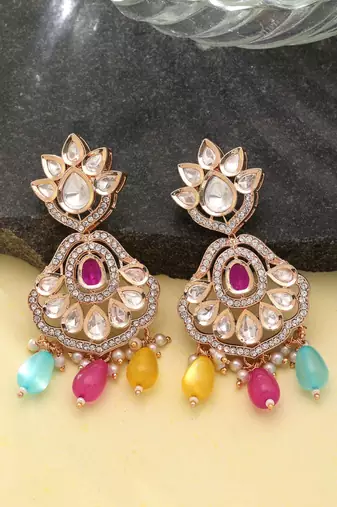 Multi color american diamond earrings stylish party wear