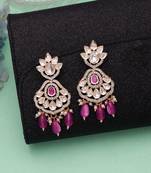 Pink color american diamond earrings designer fashion style