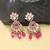 Pink color american diamond earrings designer fashion style
