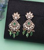 Green color american diamond earrings sparkling crystal design