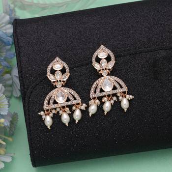 White color american diamond earrings luxury crystal design 1
