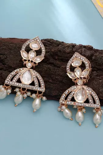 White color american diamond earrings luxury crystal design