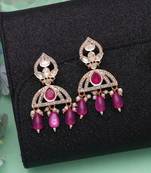 Pink color american diamond earrings sparkling fashion style
