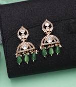 Green color american diamond earrings premium party wear style