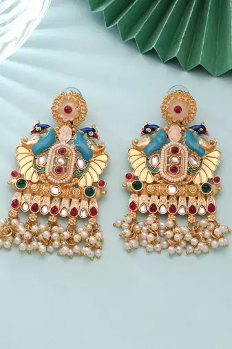 Multi color meenakari earrings handmade traditional design