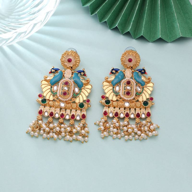 Multi color meenakari earrings handmade traditional design