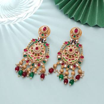 Multi color meenakari earrings artistic ethnic style 1