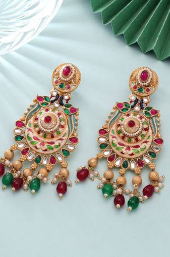 Multi color meenakari earrings artistic ethnic style