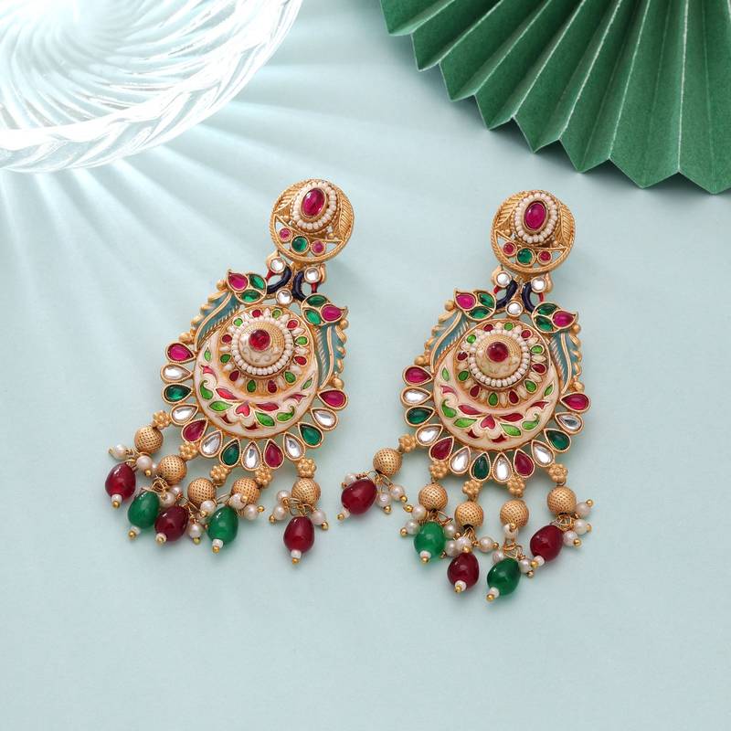 Multi color meenakari earrings artistic ethnic style