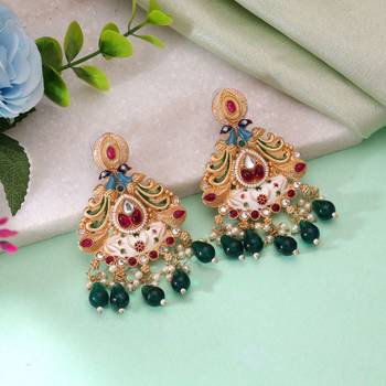Multi color meenakari earrings festive designer style 1