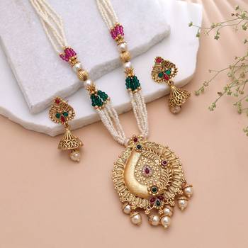 Multi color temple necklace jewelry set south indian design 1