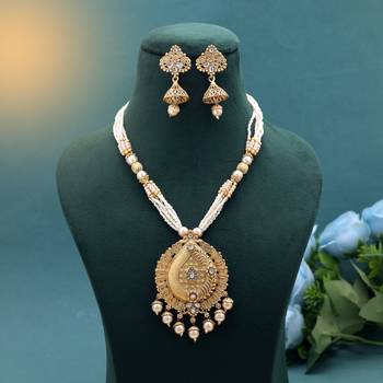 White color temple necklace jewelry set festive style 2