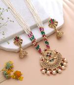 White color temple necklace jewelry set south indian style