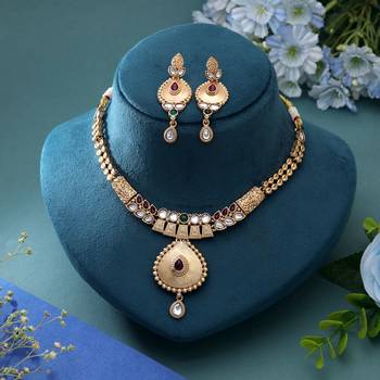 Multi color temple necklace jewelry set ethnic style 2