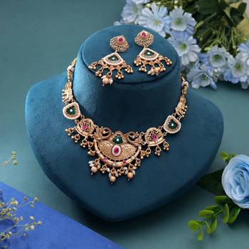 Multi color temple necklace jewelry set handmade artwork 1