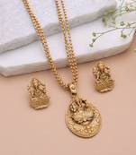 Gold color temple necklace jewelry set south indian design