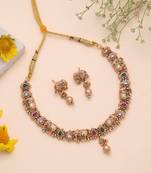 Multi color temple necklace jewelry set festive collection