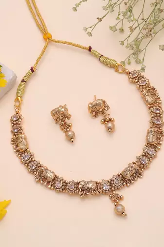 White color temple necklace jewelry set heritage design