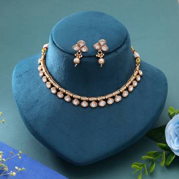 White color temple necklace jewelry set handmade antique style 2