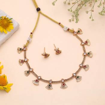 Multi color temple necklace jewelry set royal bridal style 1