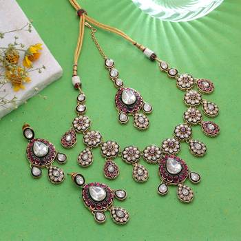 Multi color meenakari kundan necklace set traditional design 1