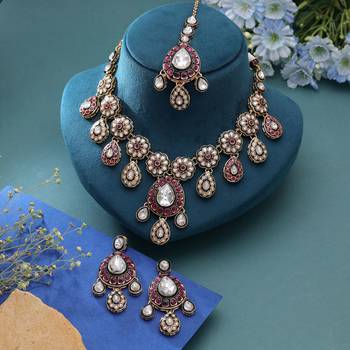Multi color meenakari kundan necklace set traditional design 2