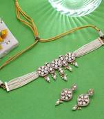 White color american diamond necklace set party wear style