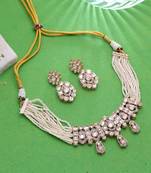 White color polki necklace set traditional bridal design