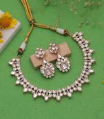 White color american diamond necklace set luxury crystal finish