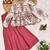 Rust red floral printed peplum kurti with matching flared palazzo set