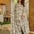 Floral printed pure cotton v neck kurta trouser & dupatta set