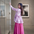 Dusty pink floral printed short kurti set with wide-leg flared palazzo