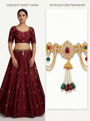  kamarpatta (waist belt)   kundan & agate stone   gold plated 1