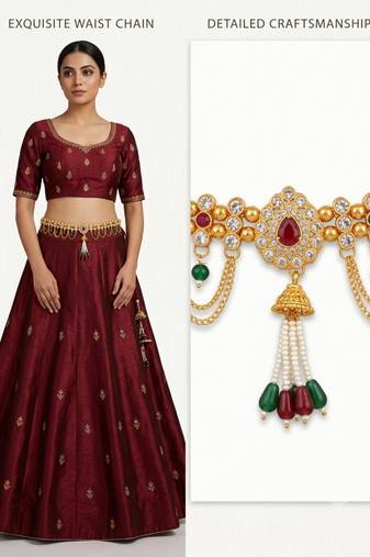  kamarpatta (waist belt)   kundan & agate stone   gold plated