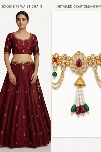  kamarpatta (waist belt)   kundan & agate stone   gold plated