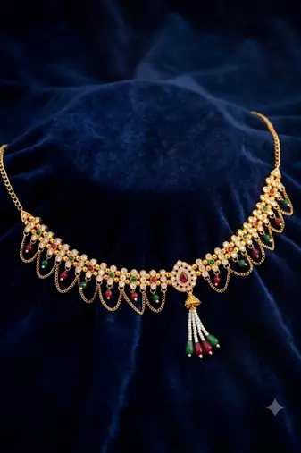  kamarpatta (waist belt)   kundan & agate stone   gold plated