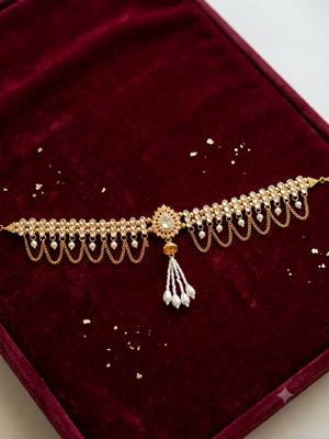 white kamarpatta (waist belt)   kundan & agate stone   gold plated 2